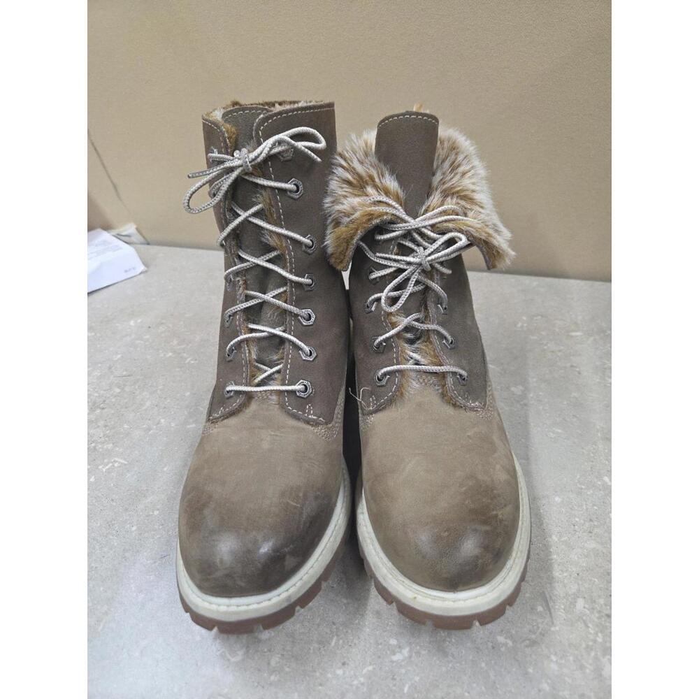 Timberland Women's Leather Waterproof Roll Fold-Over Teddy Fleece Boots Size 8 - Picture 3 of 8